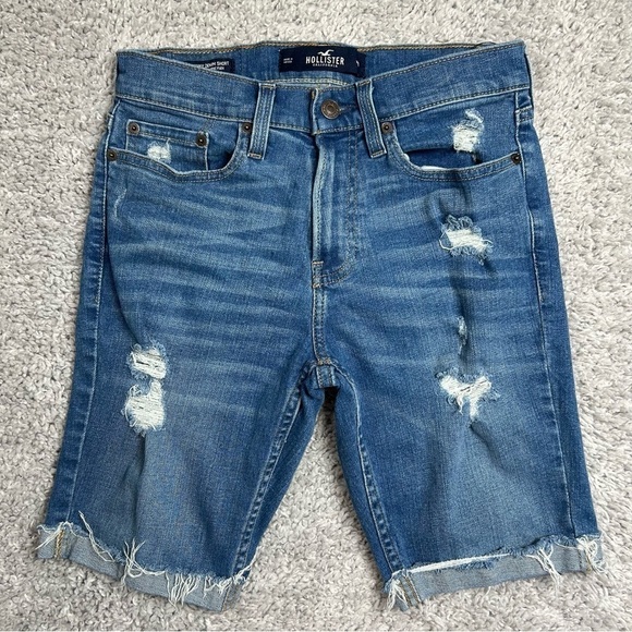 Hollister Shorts Womens 28 Skinny Denim Short Epic Flex Distressed Bermuda Light - Picture 1 of 4
